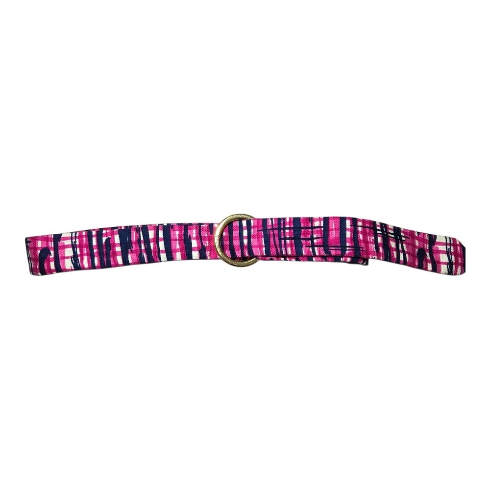 Lilly Pulitzer Pink Blue Abstract Print Cotton Belt Women's Size Small‎